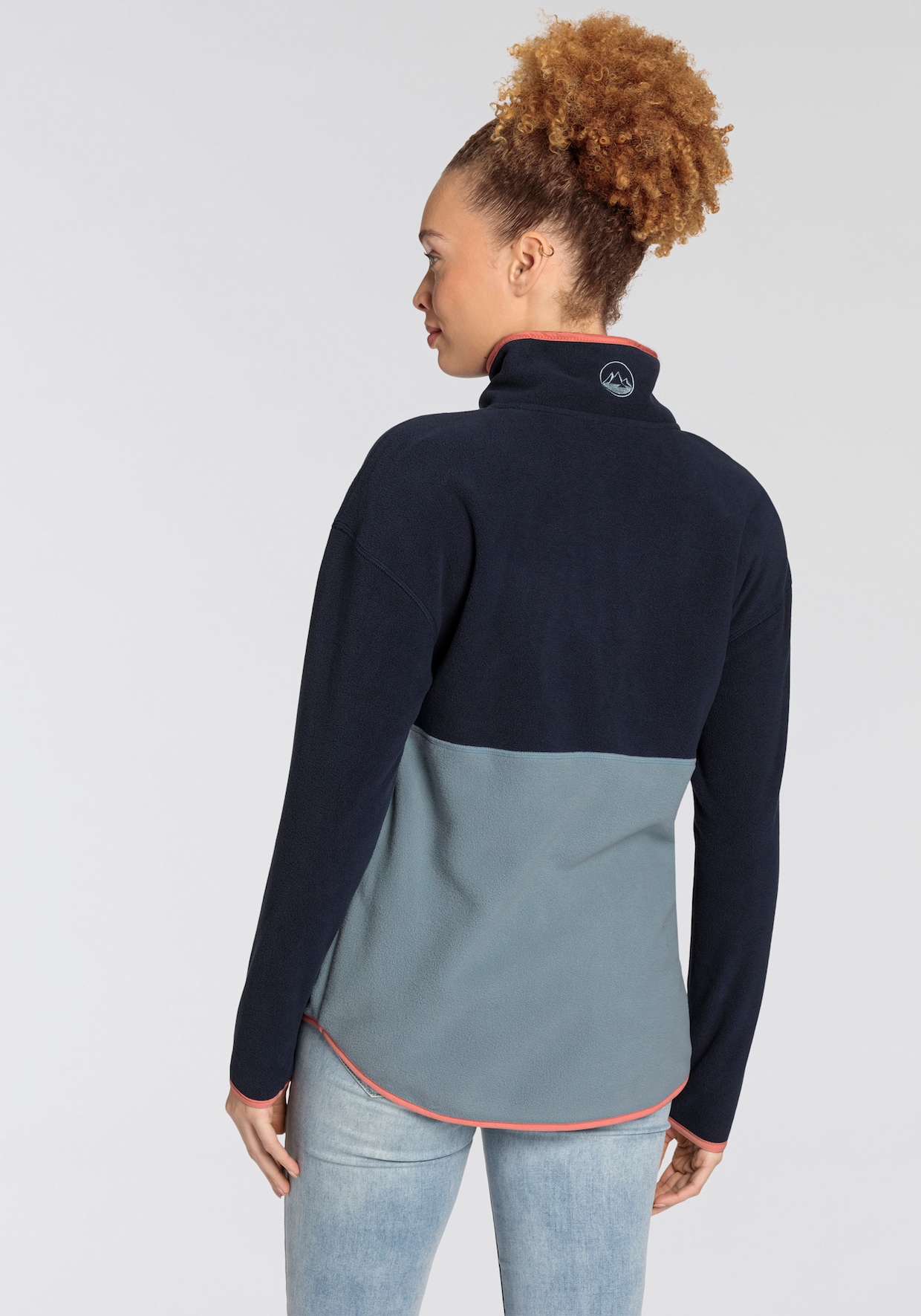 Fleecepullover - navy-hell blau