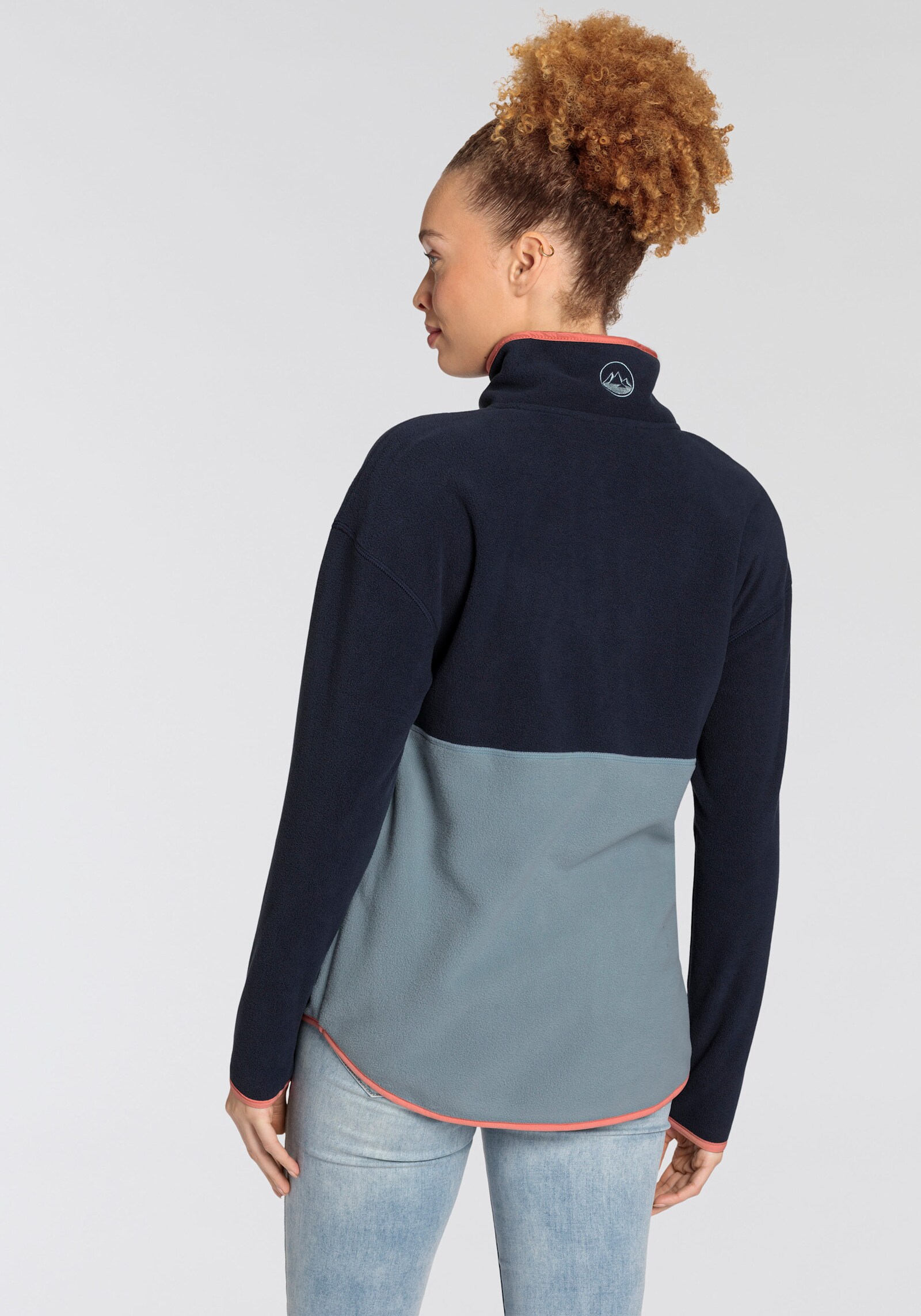 Polarino Fleecepullover - navy-hell blau