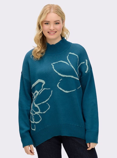 sheego Pullover - topaas/kalkmint gedessineerd