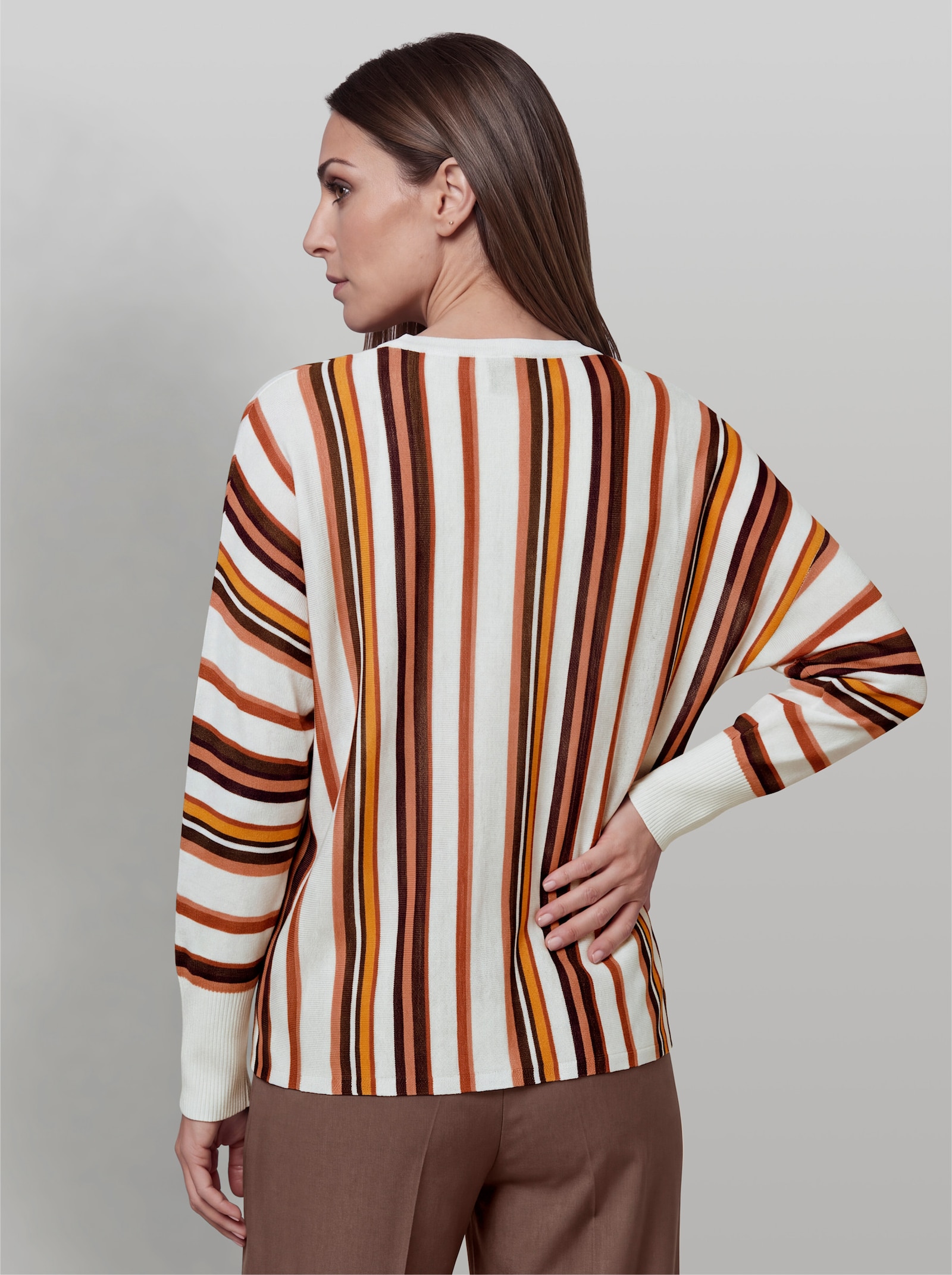 heine Pullover mit Streifen - ecru-rostrot-gemustert