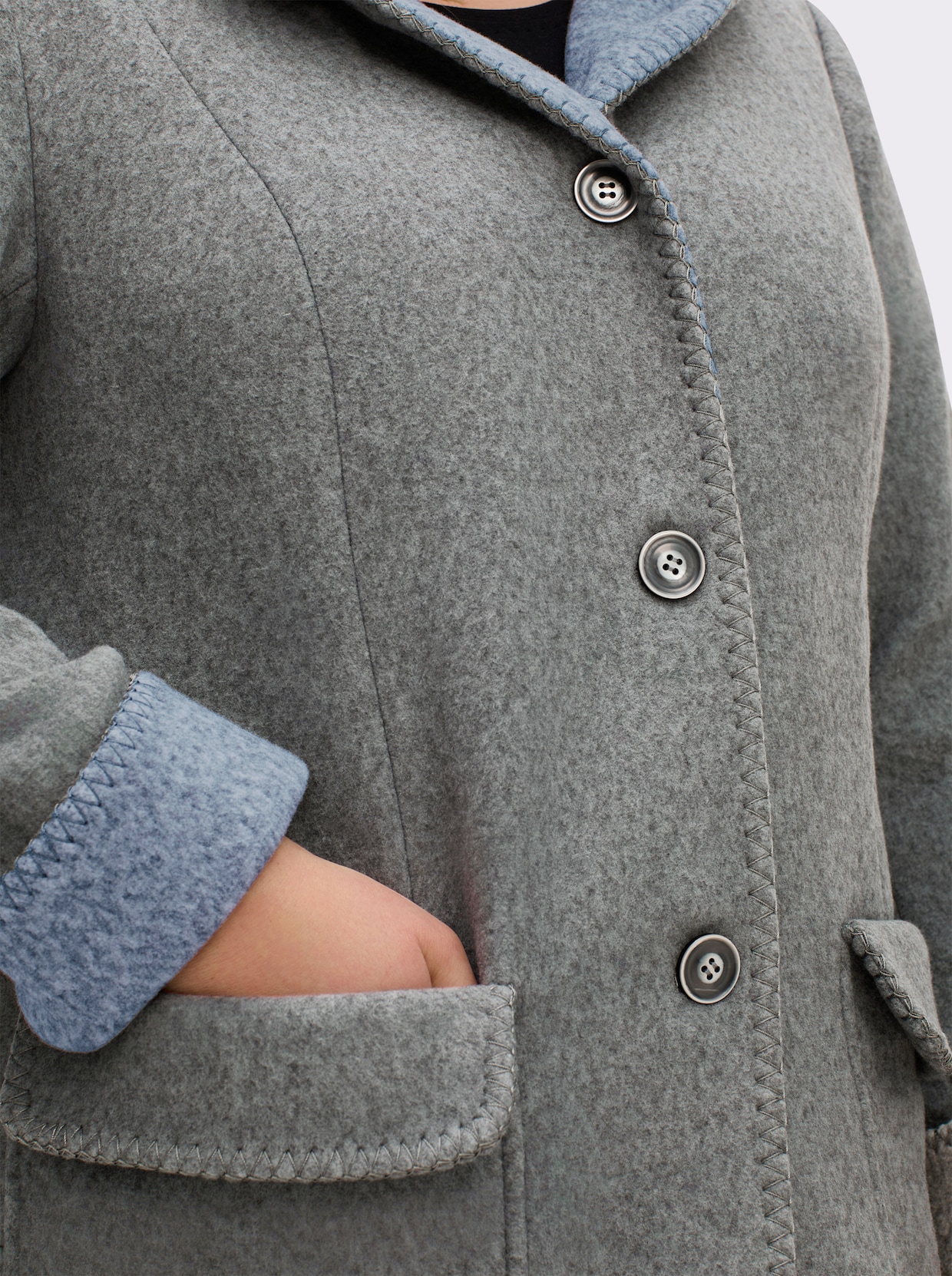 Kapuzenjacke in Woll-Optik - hellgrau-meliert