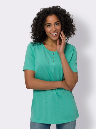 Longshirt - blaugrün-meliert
