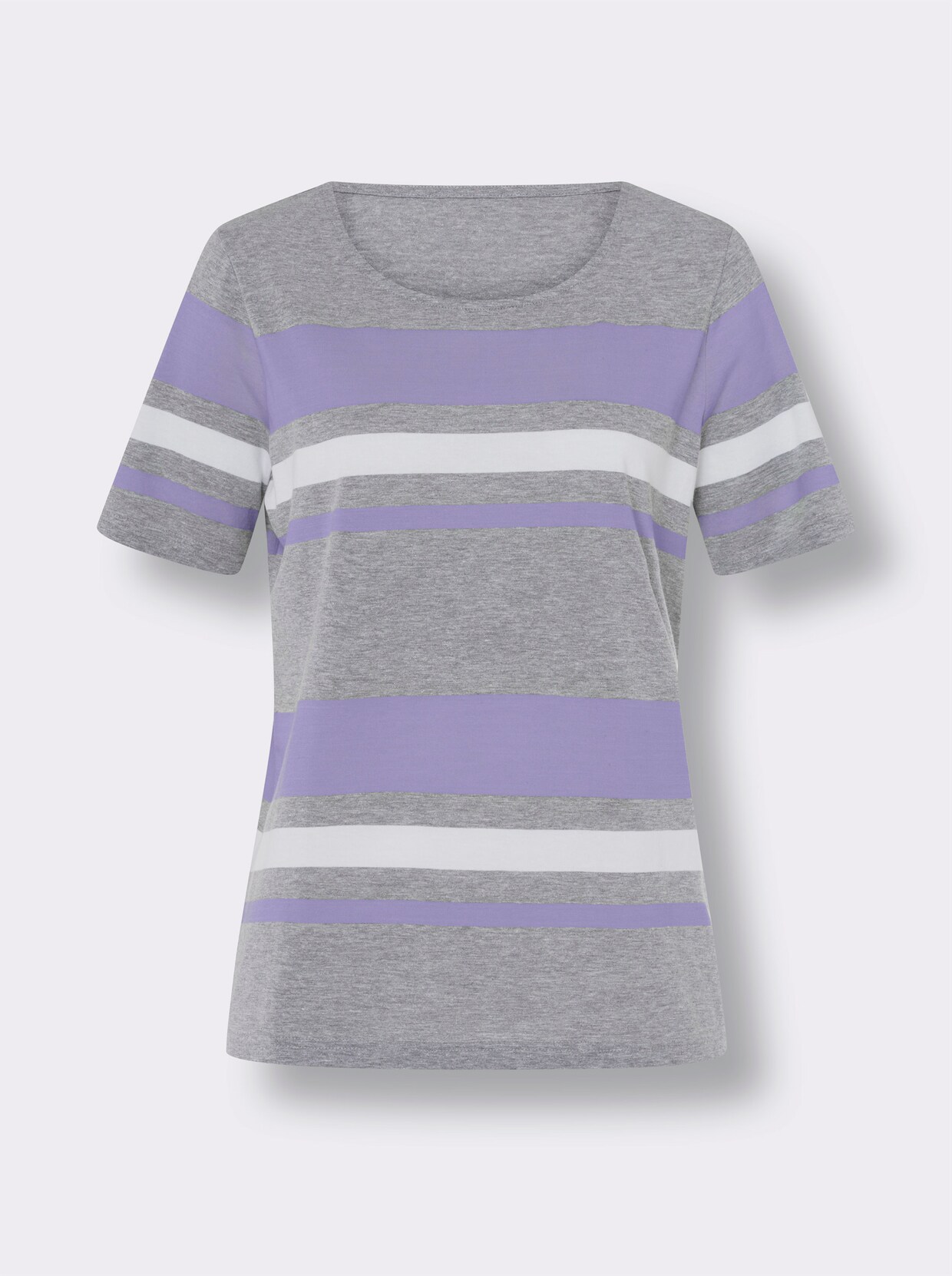 Shirt met korte mouwen - grijs gemêleerd/lavendel gestreept