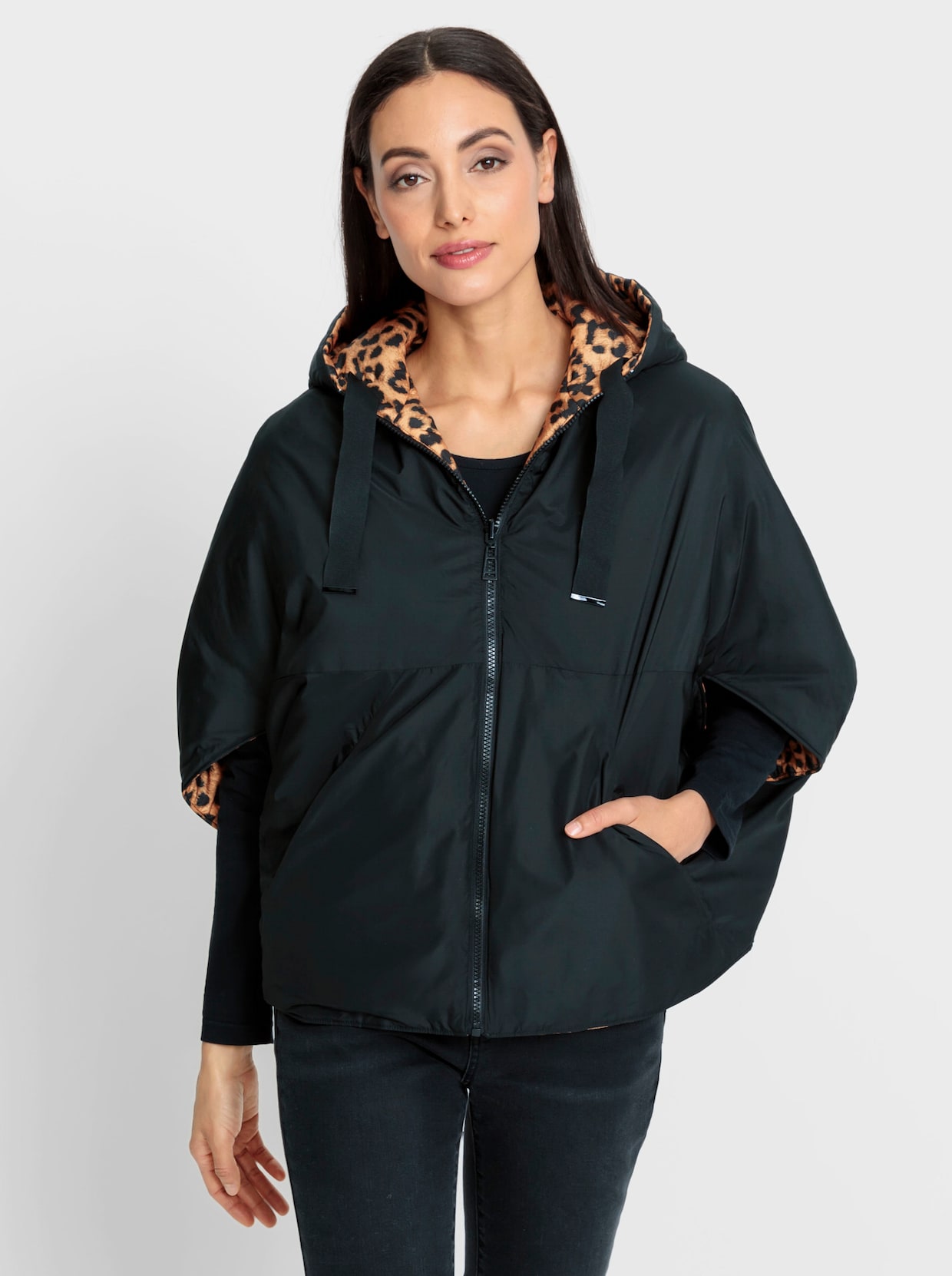 heine Keerbaar jack - camel/zwart geprint