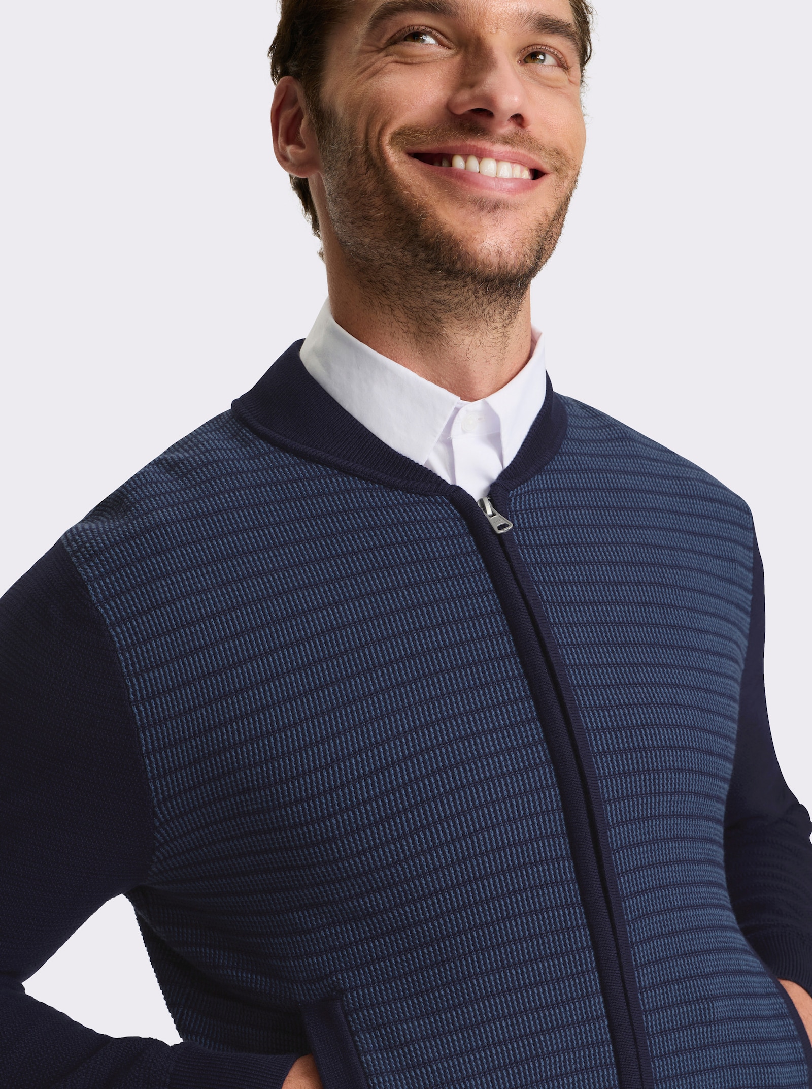 Marco Donati Strickjacke aus reiner Baumwolle - marine-meliert