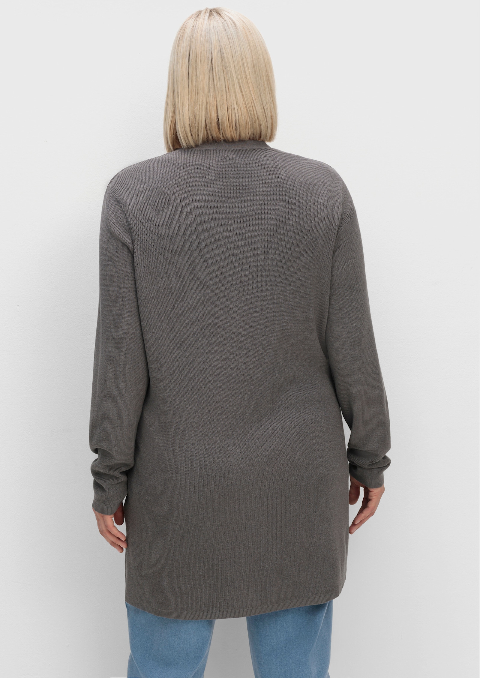 Longstrickjacke in Viskose-Qualität - anthrazit