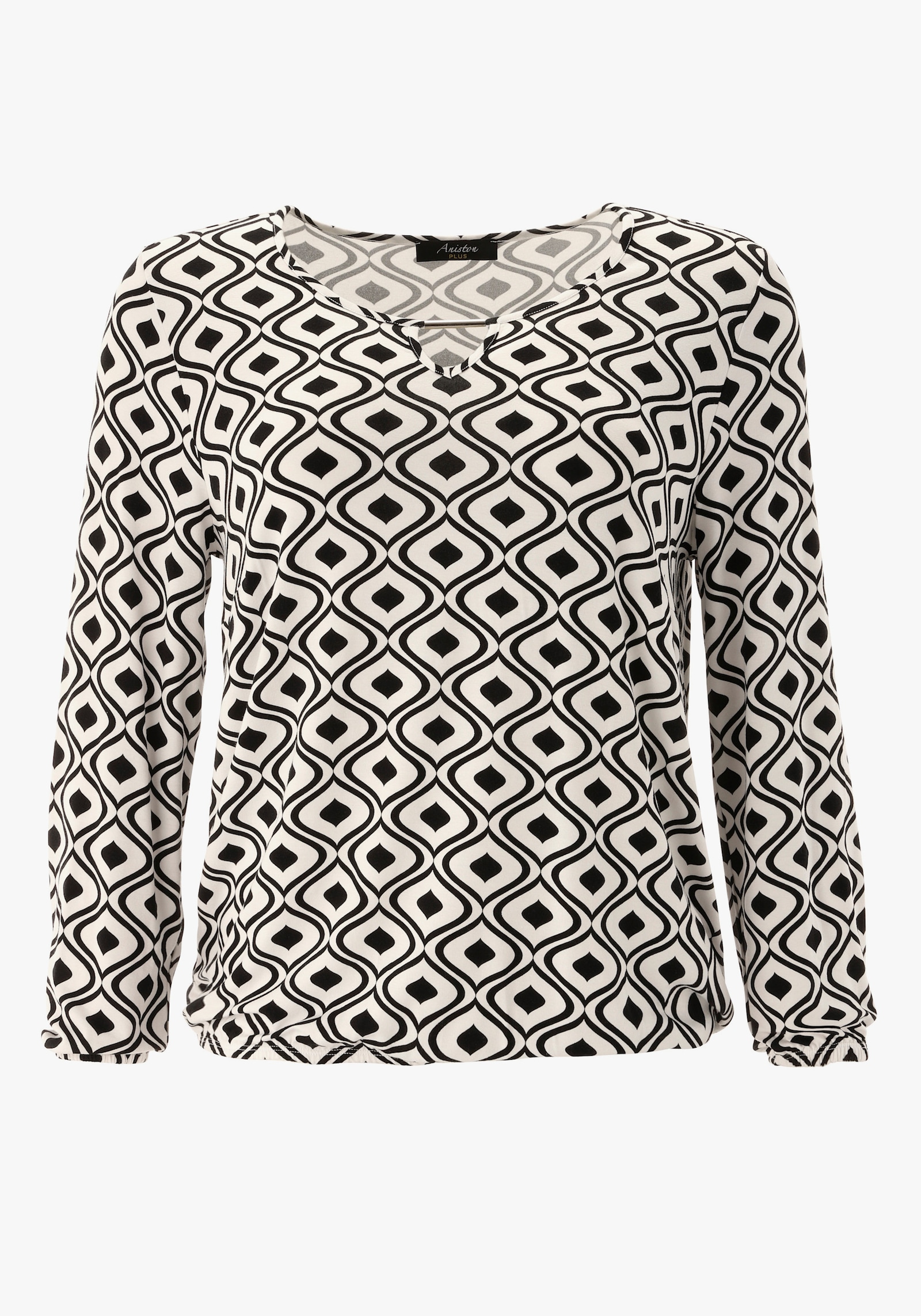 Aniston PLUS Langarmshirt - schwarz-weiß