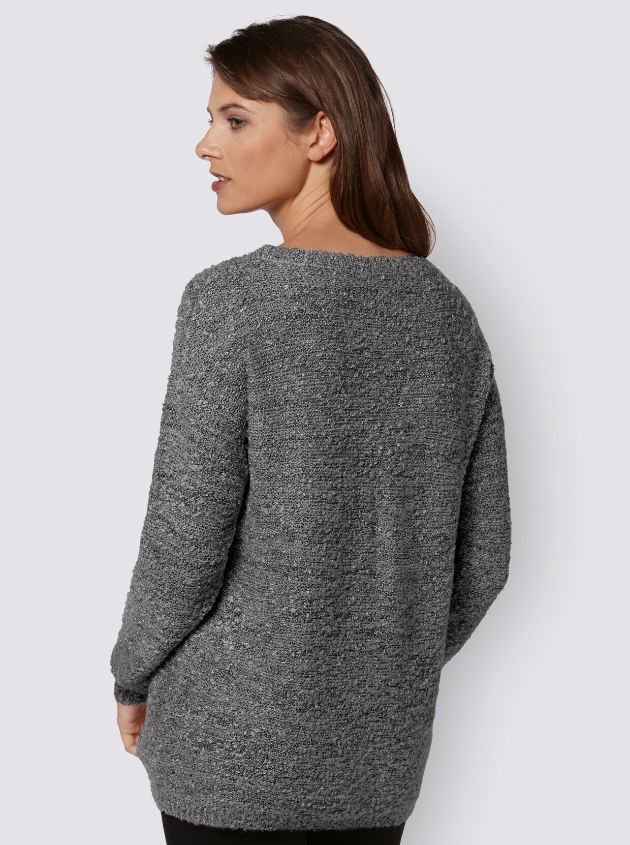 Langarm-Pullover - grau-meliert