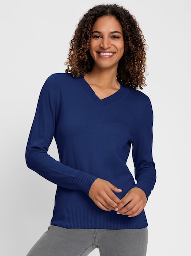 V-Ausschnitt-Pullover - royalblau