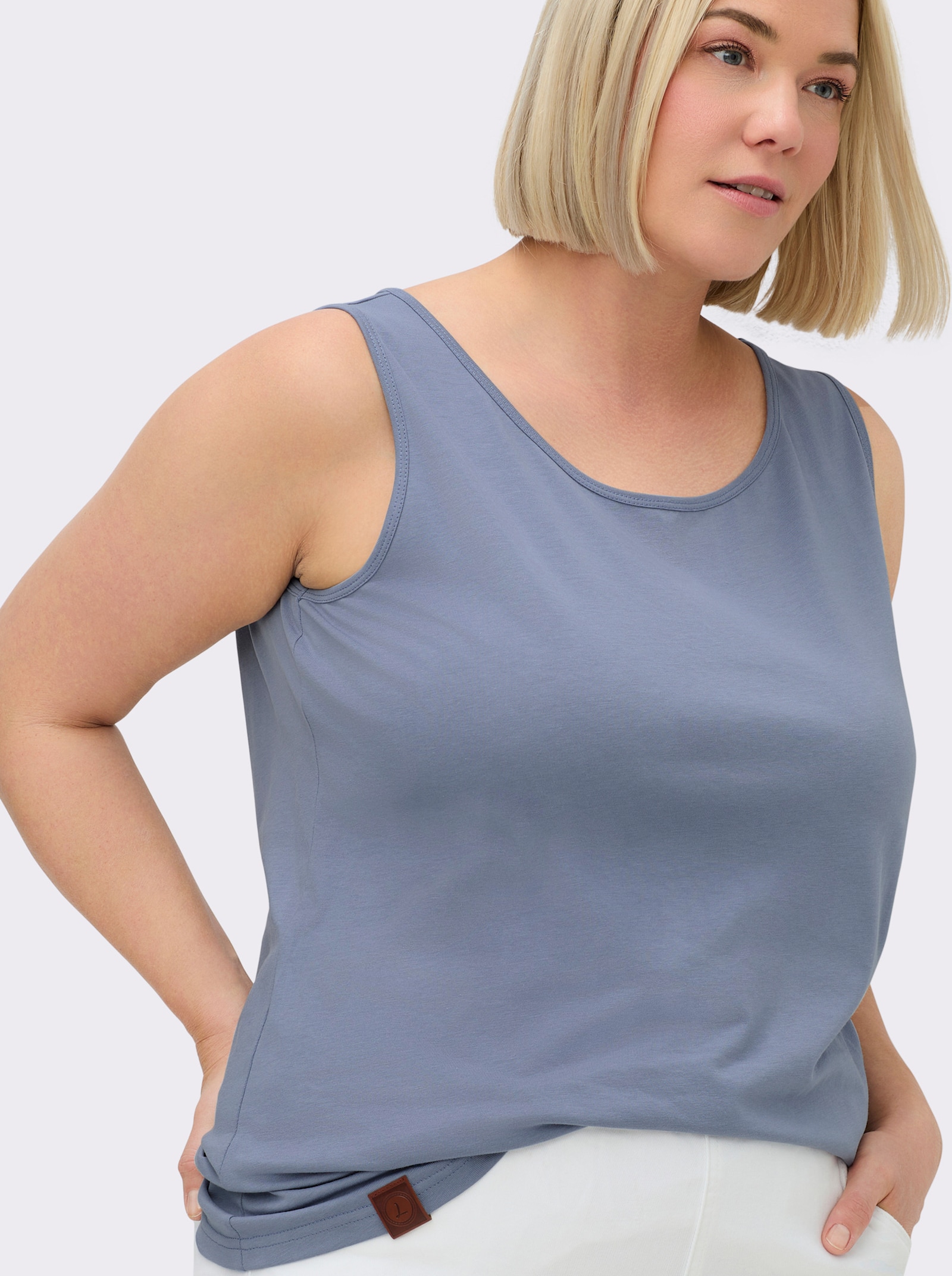 Shirttop aus reiner Baumwolle - taubenblau