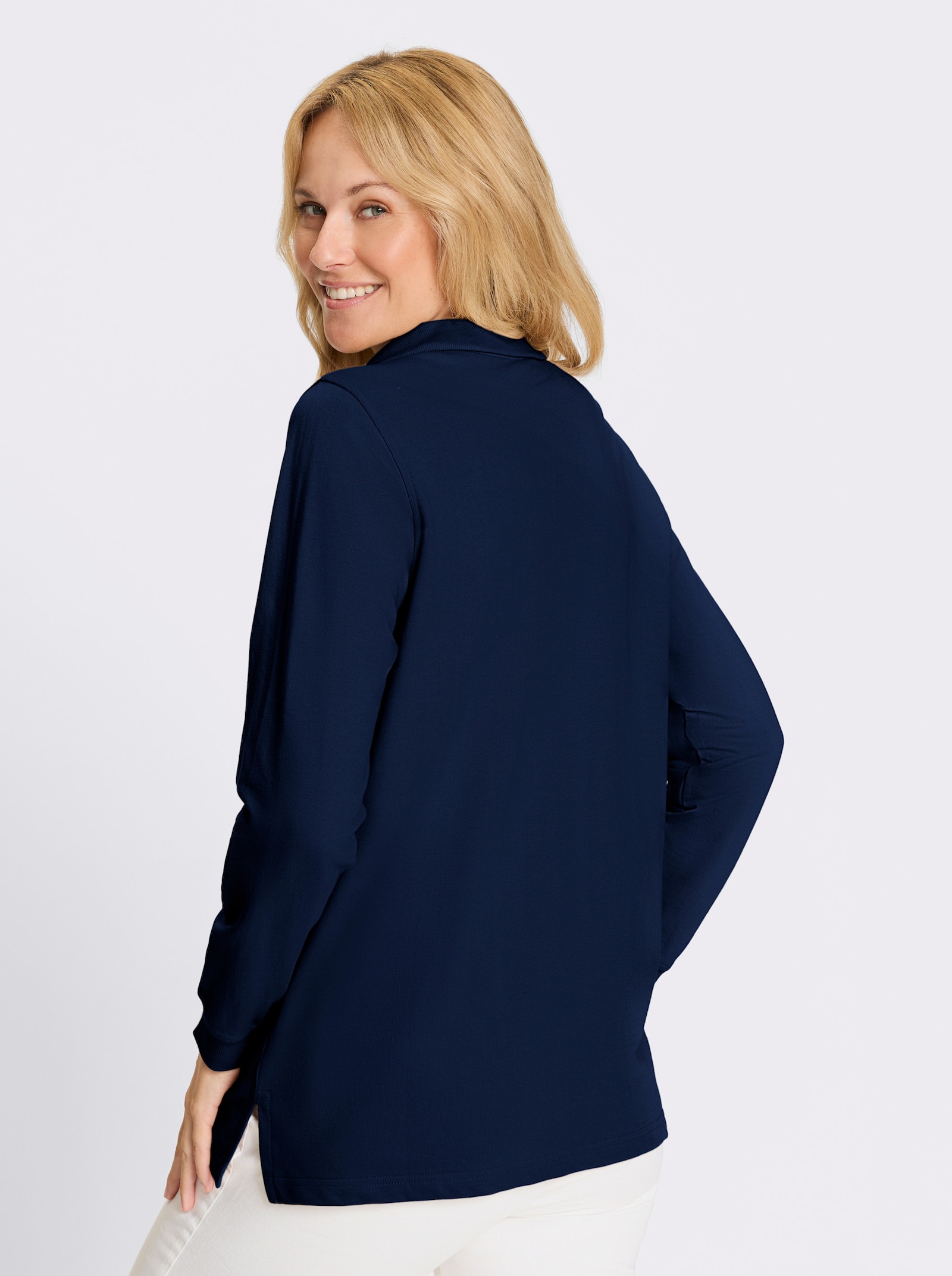 Longsweatshirt mit Troyerkragen - dunkelblau