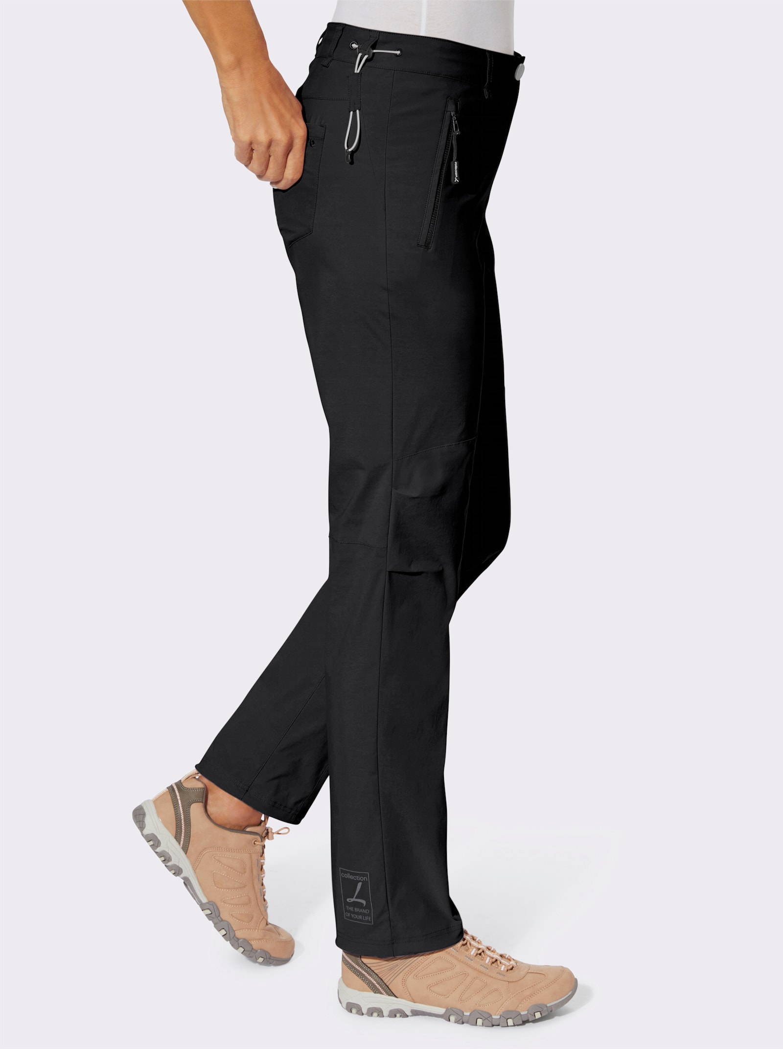 Funktionshose mit Tunnelzug am Saum - schwarz