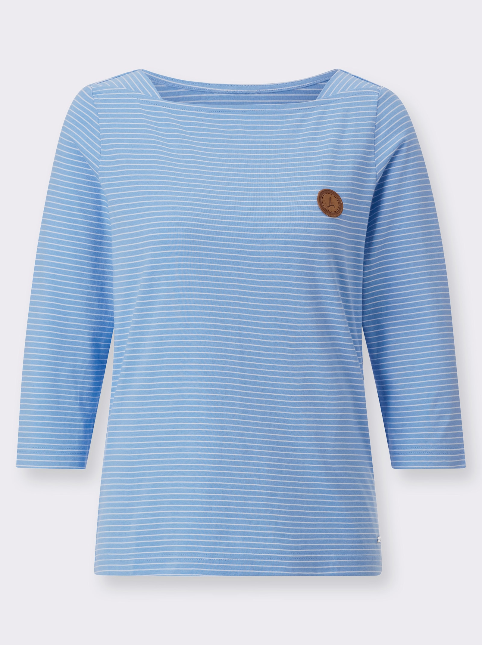 Ringelshirt mit 3/4-Ärmeln - himmelblau-weiß-geringelt