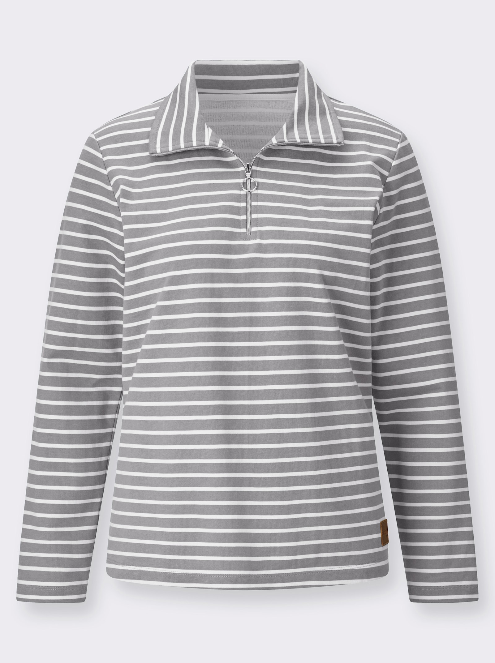  Sweatshirt im sportiven Ringelmuster - steingrau-ecru-geringelt