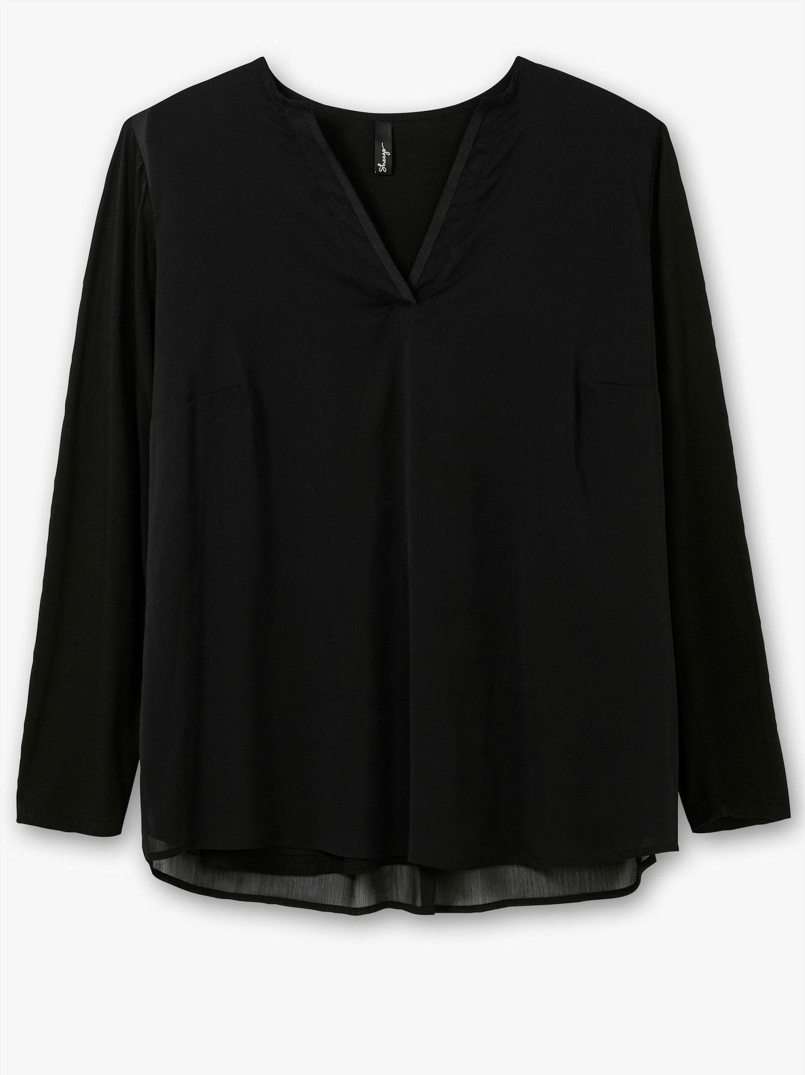 sheego Tunika mit tiefem V-Schlitz - schwarz