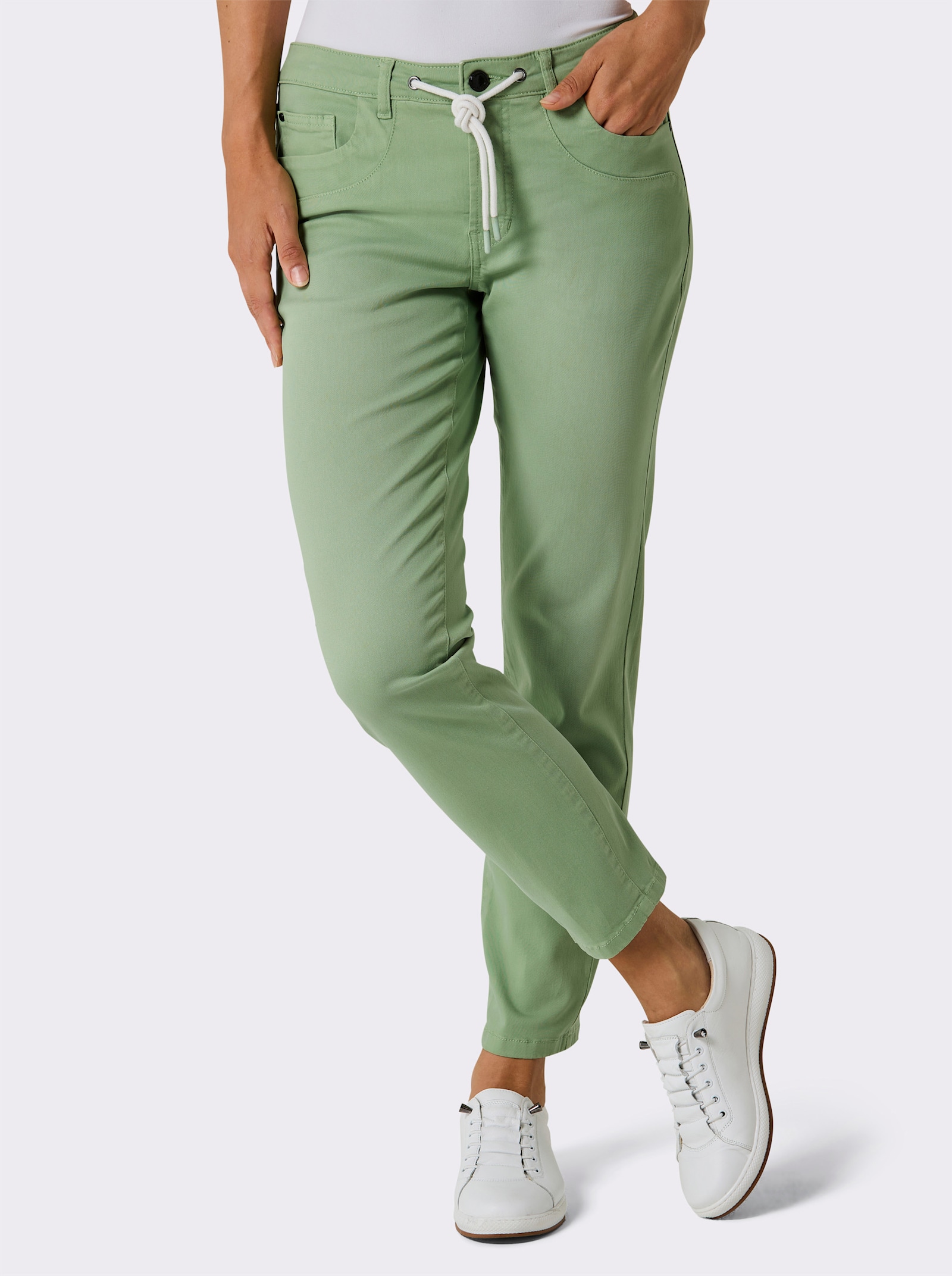 CREATION L PREMIUM 5-Pocket-Jeans mit weichem Griff - eucalyptus