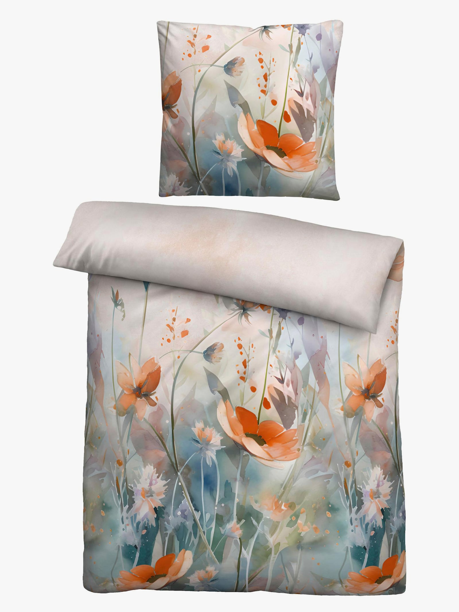 Biberna Bettwäsche - orange-bedruckt