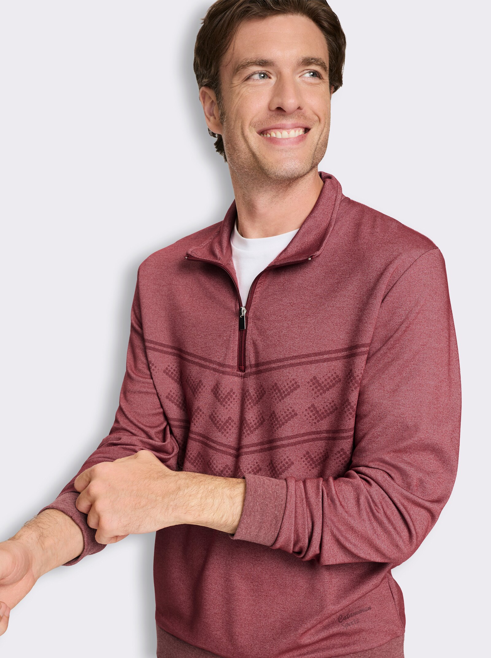 Catamaran Sports Funktionsshirt mit Reißverschluss - dunkelrot-meliert