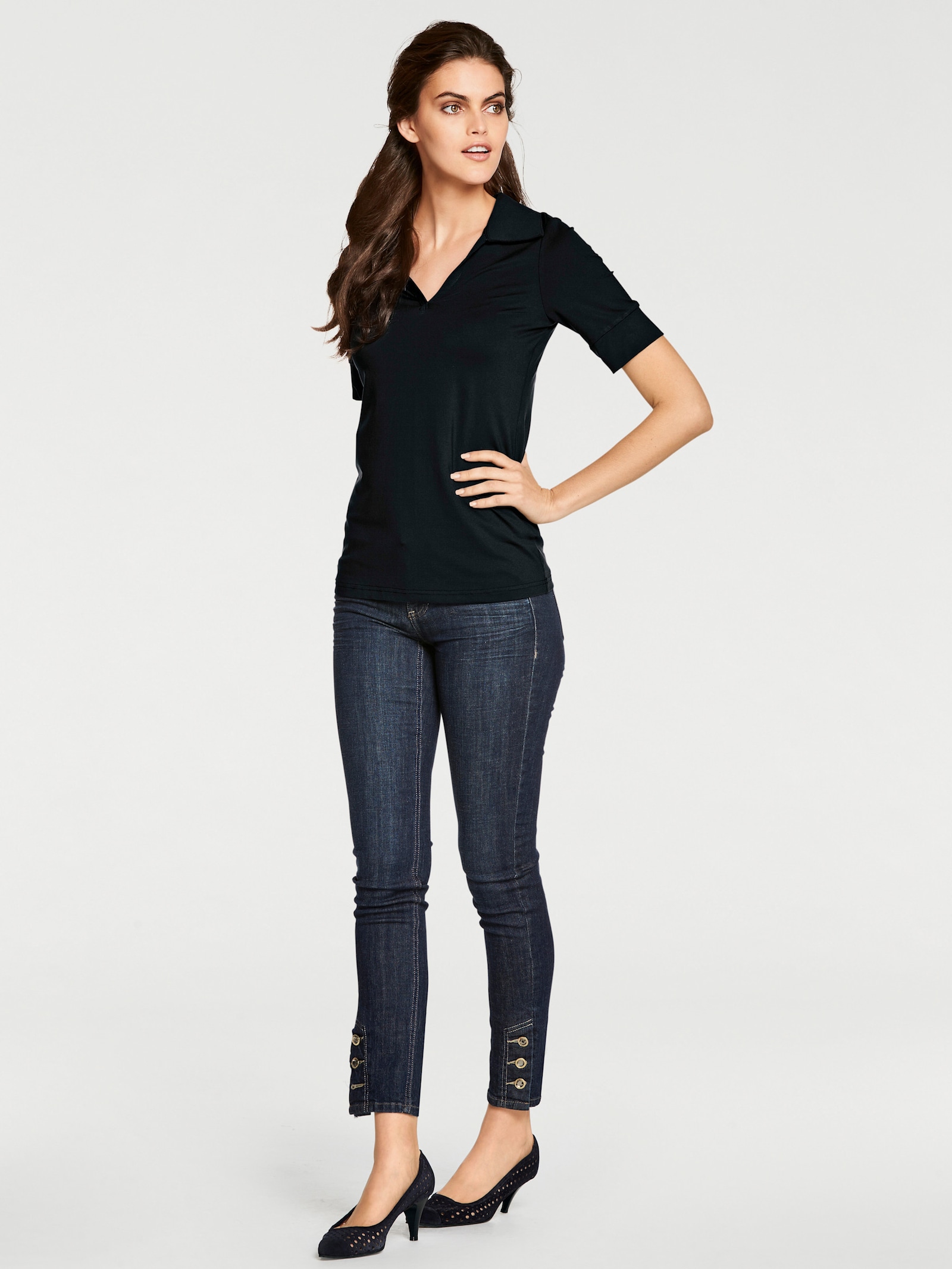 heine Blouseshirt van Tactel - zwart