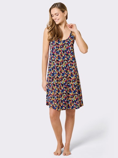 feel good Sommerkleid mit Spaghettiträgern - marine-bedruckt