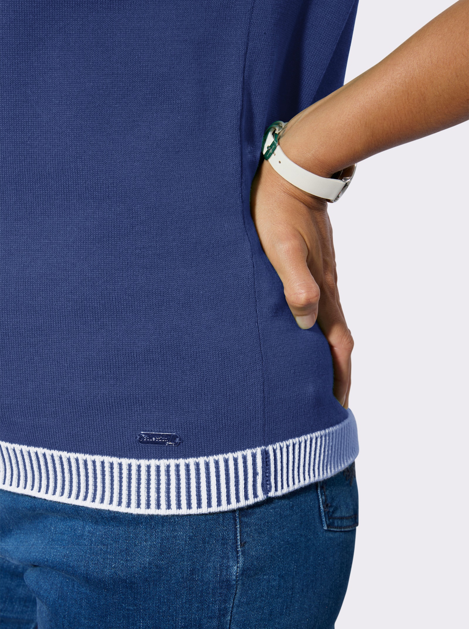 Kurzarmpullover aus reiner Baumwolle - royalblau