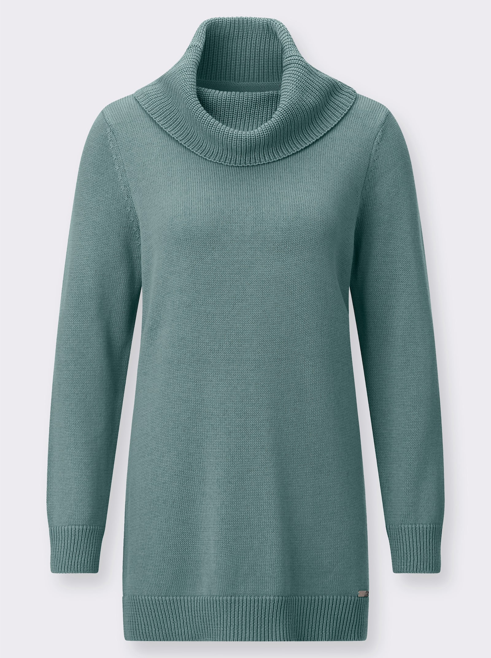Longpullover mit halsfernem Rollkragen - jade
