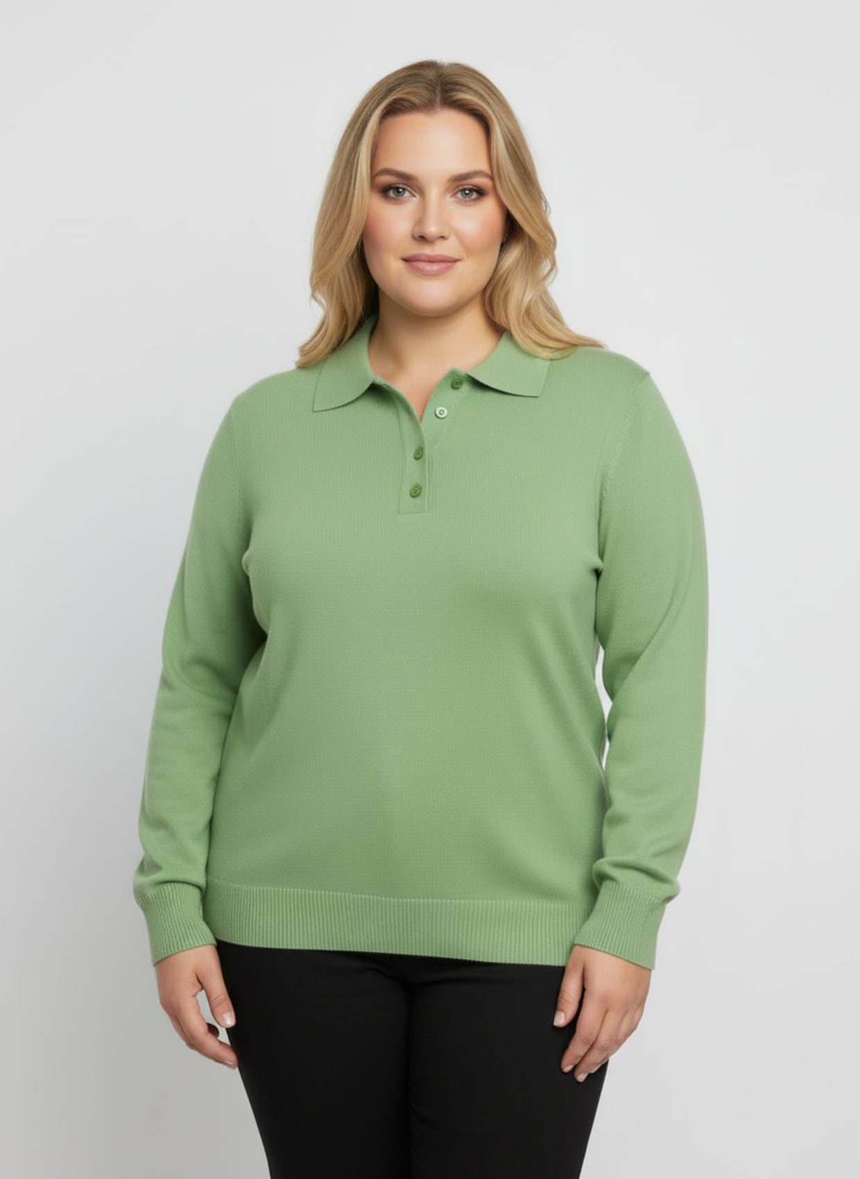 Polopullover mit kurzer Knopfleiste - apfel