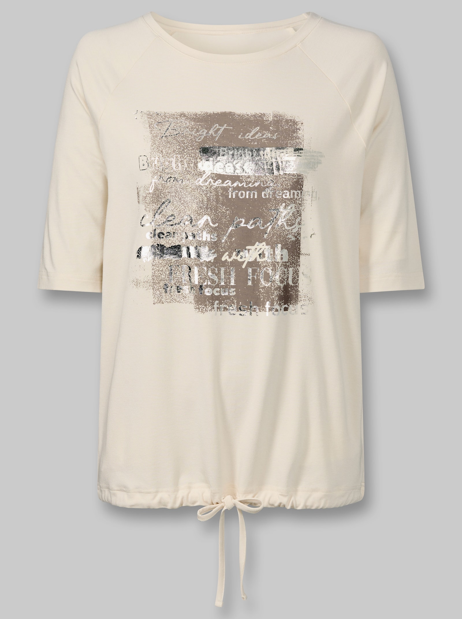 heine Kurzarmshirt mit Tunnelzug und Bindeband - champagner