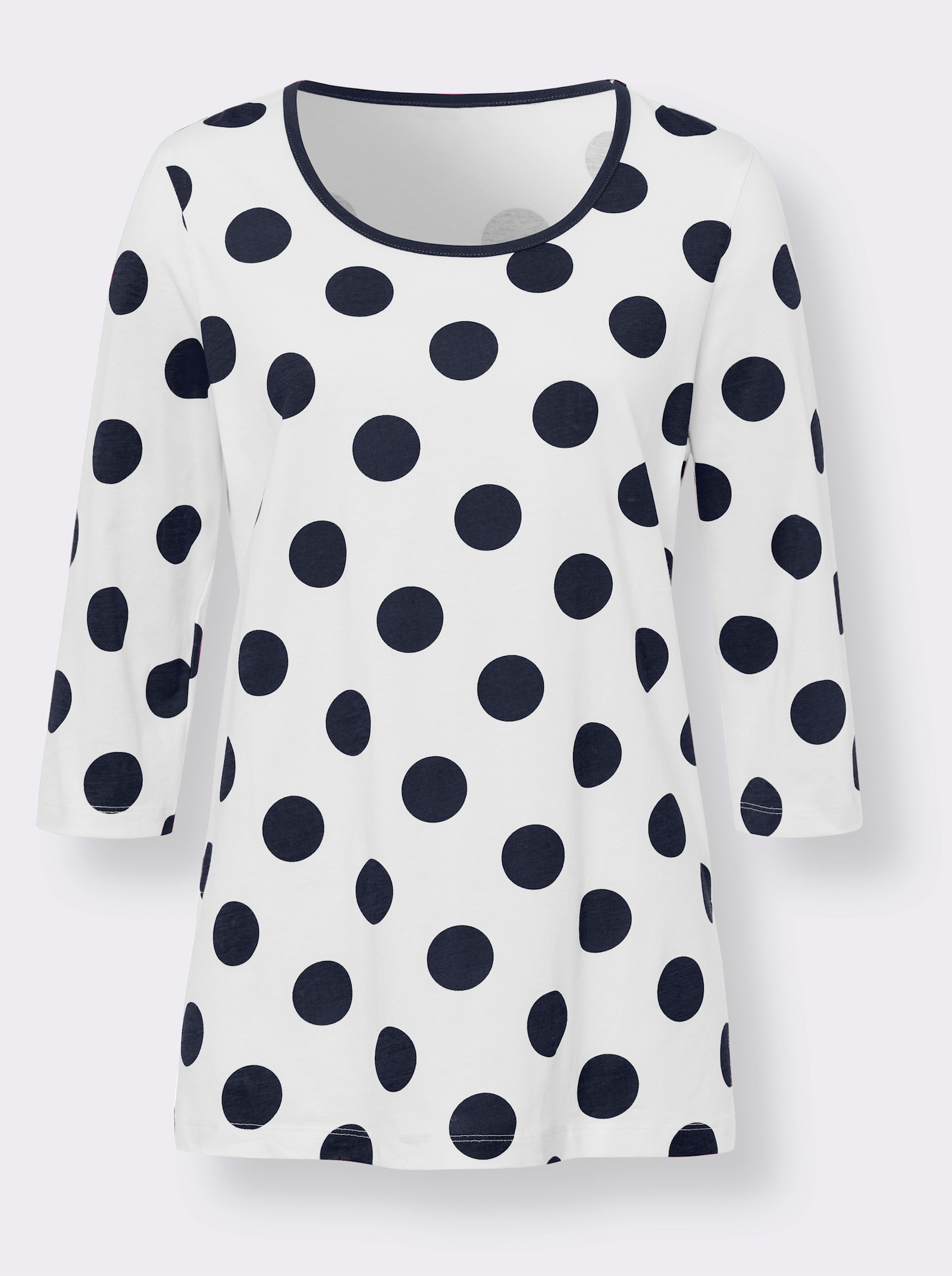 Lang shirt in langer model - ecru/marine geprint