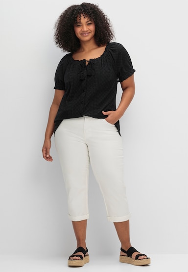 sheego by Joe Browns Kurzarm-Bluse - schwarz