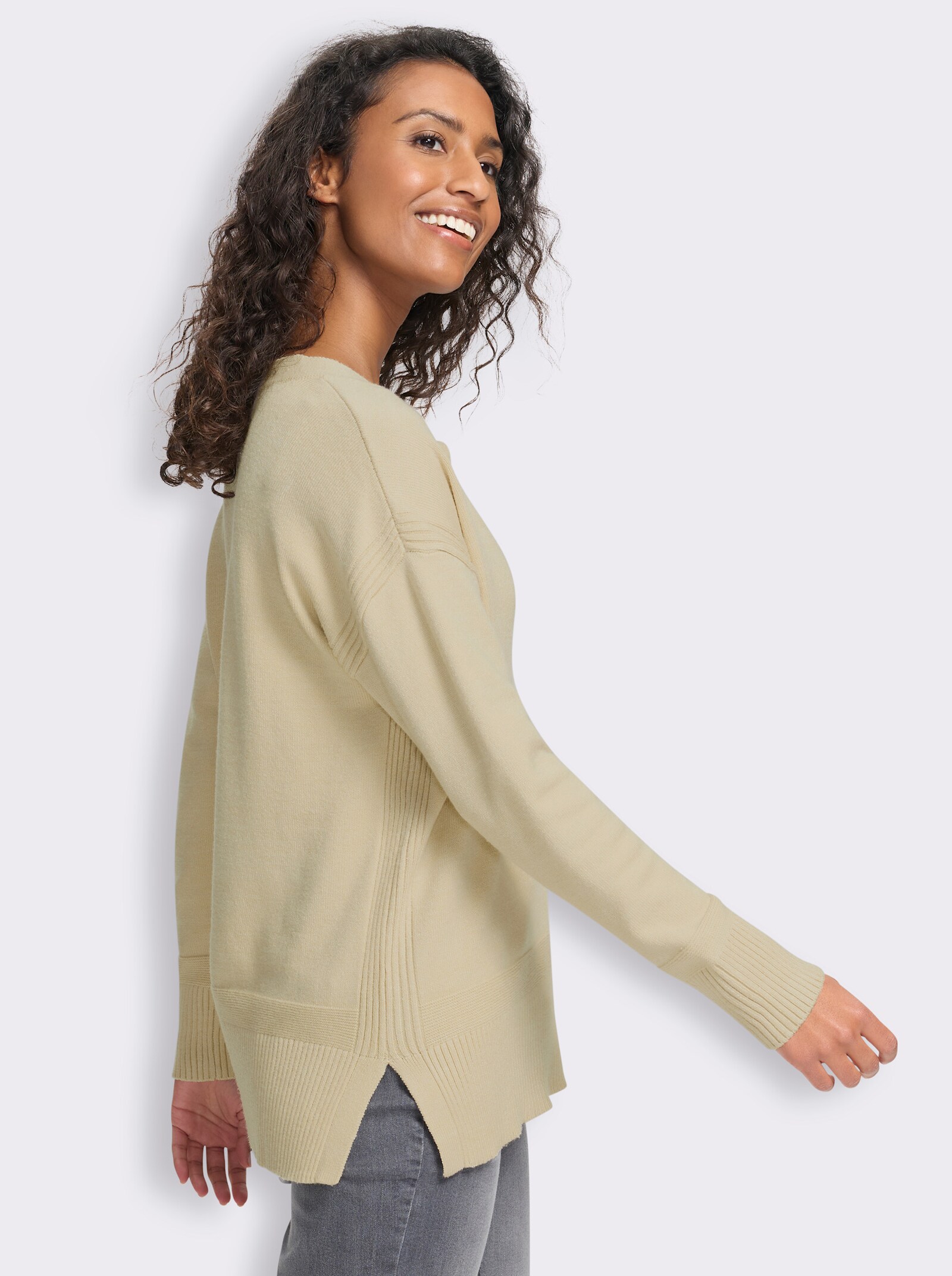 heine Pullover mit Seitenschlitzen - sand