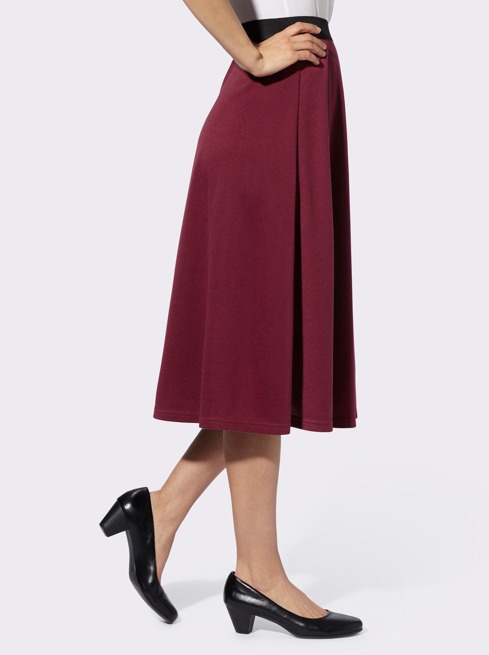 Jerseyrock mit Kontrastbund - bordeaux + aubergine