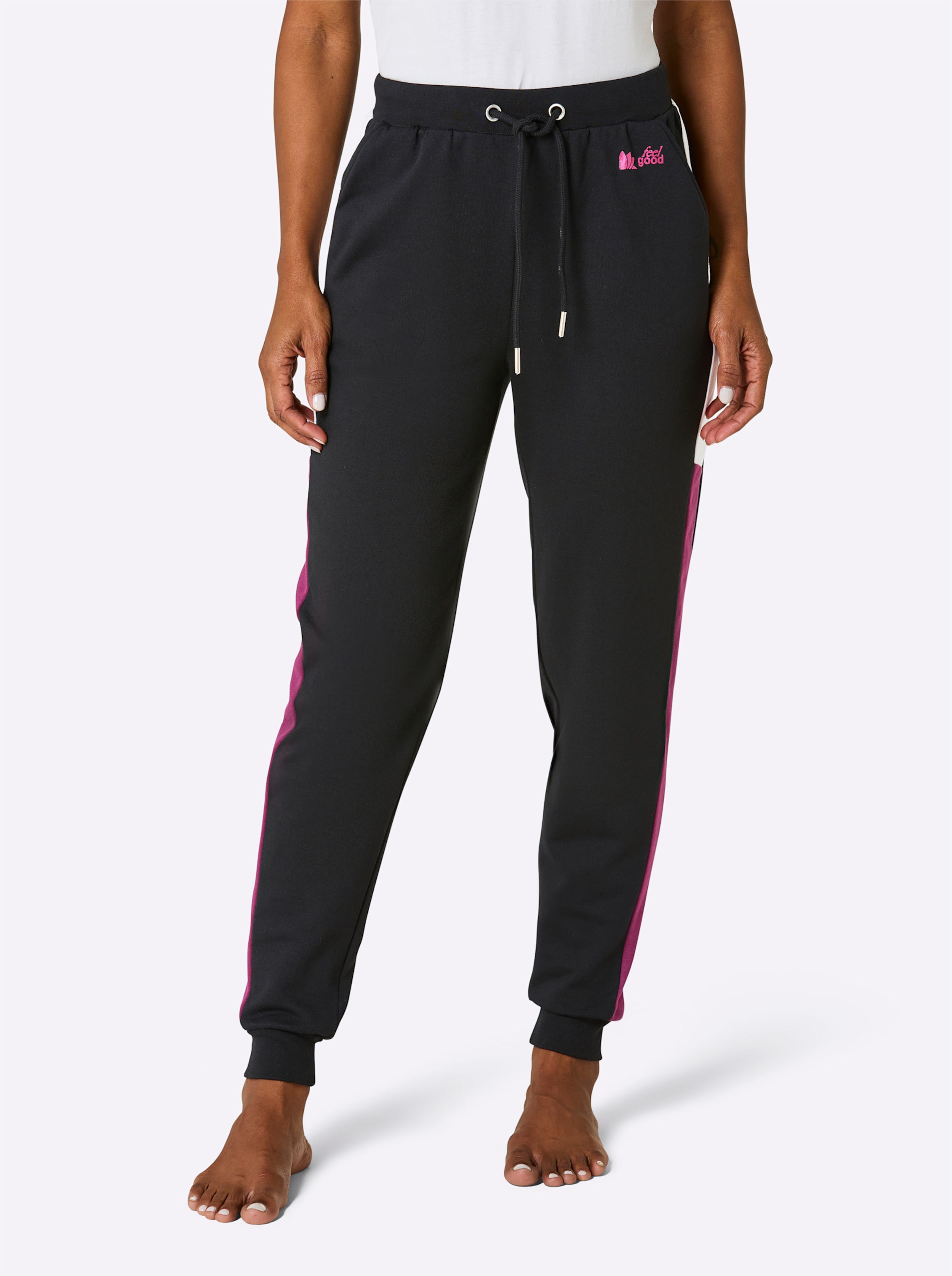 Feel Good Damen Schwarz Dehnbund-Hose Gr. 48/50, Normalgrößen, 60% Baumwolle, 40% Polyester, Unifarben, Hosen - Bild 3