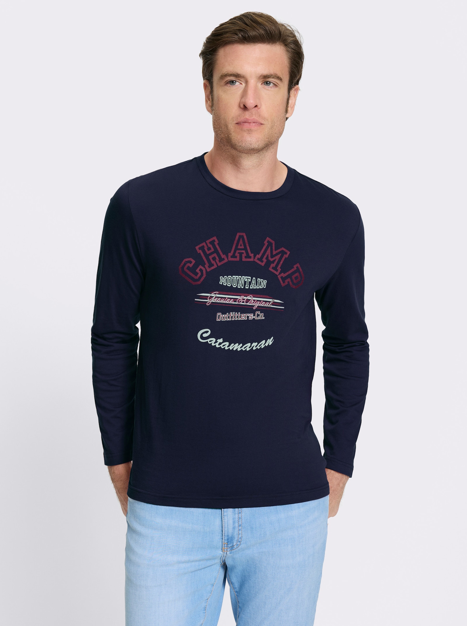 Catamaran Langarmshirt - marine-bedruckt