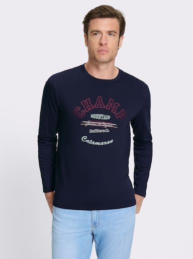 Catamaran Langarmshirt - marine-bedruckt
