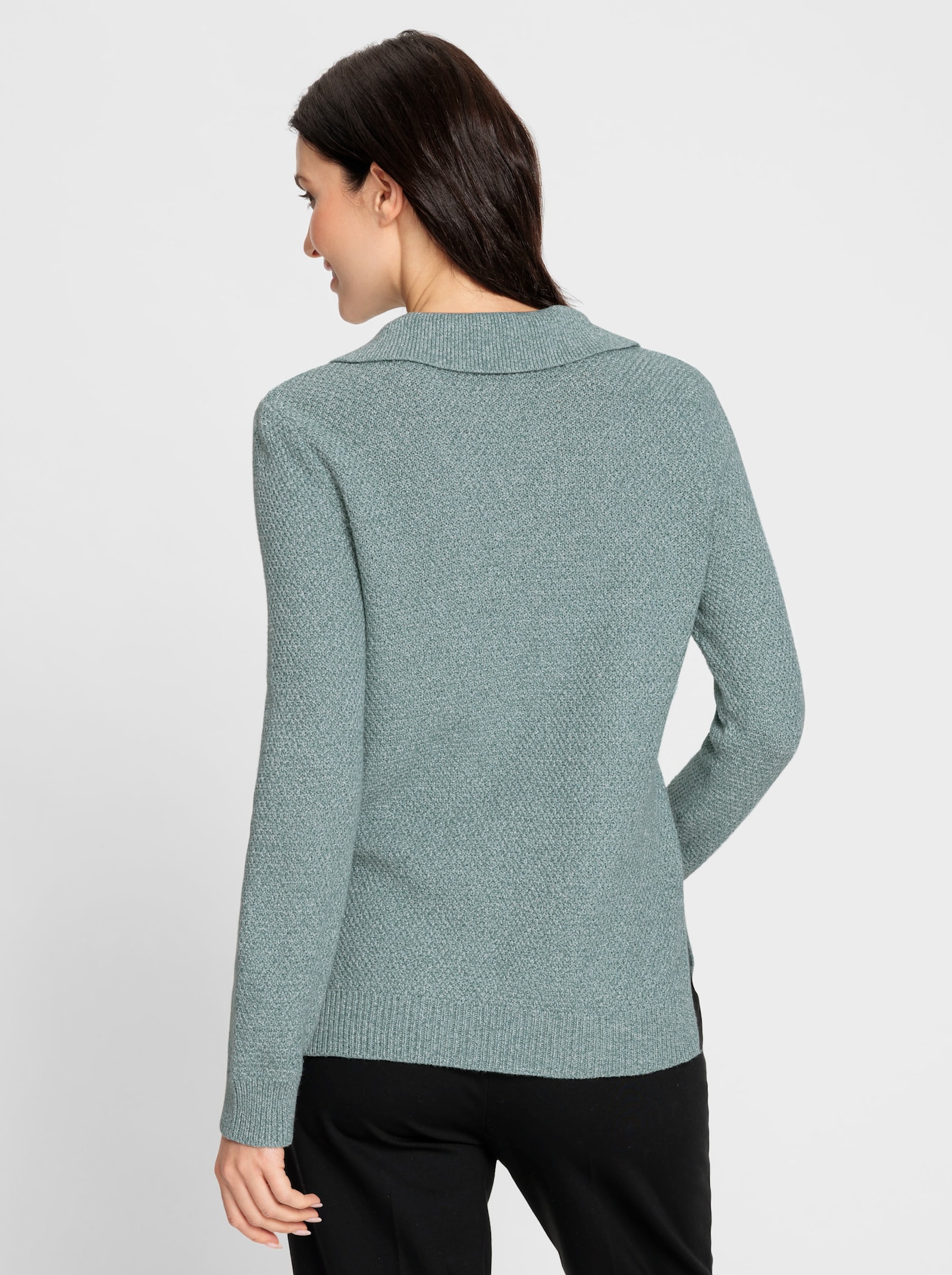 Polopullover in Melange-Qualität - jade-meliert