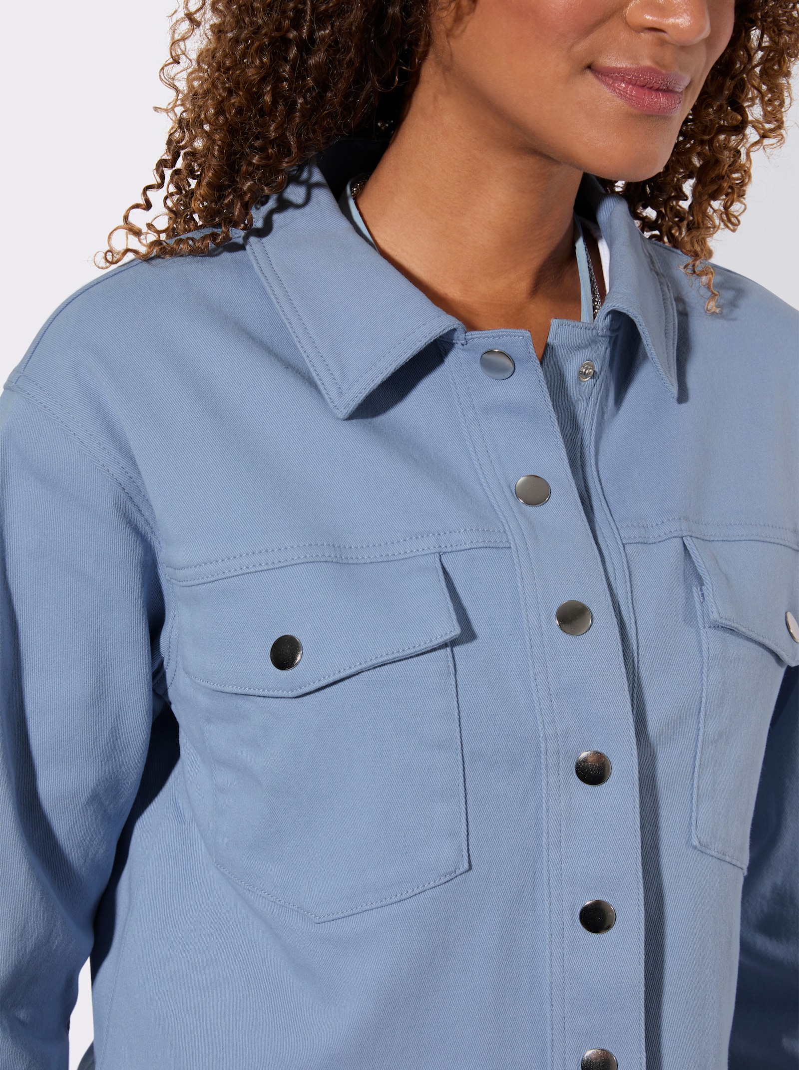 Blusenjacke mit Umlegekragen - bleu