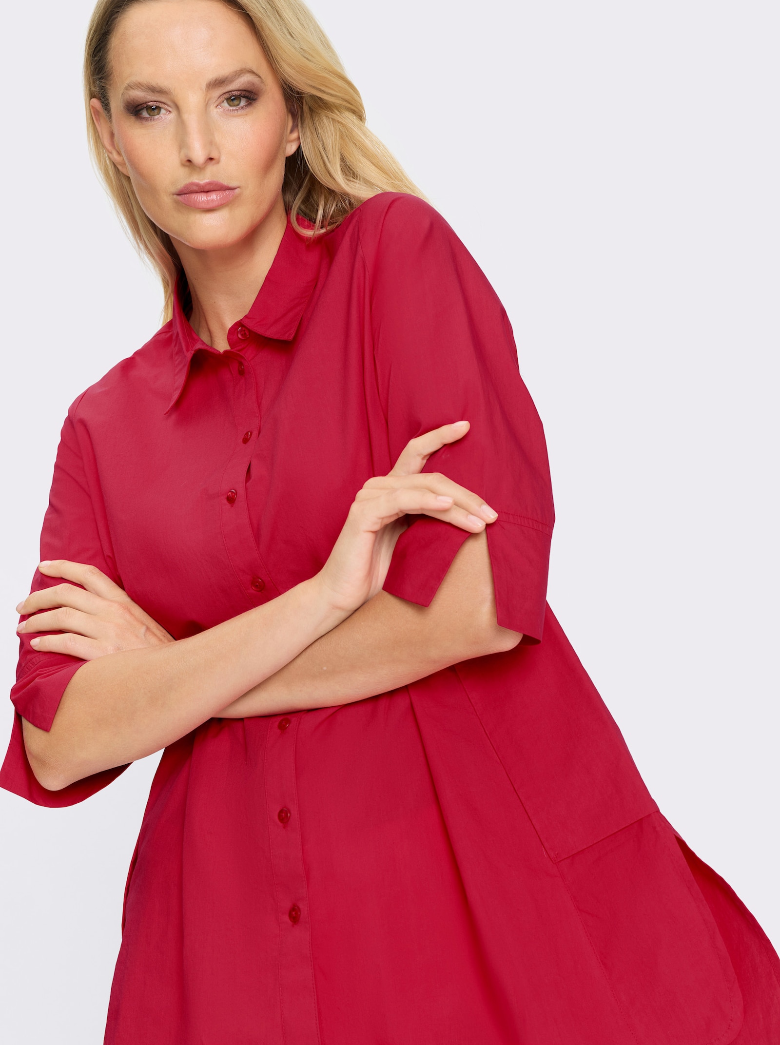 heine Longbluse mit Taschen - erdbeere