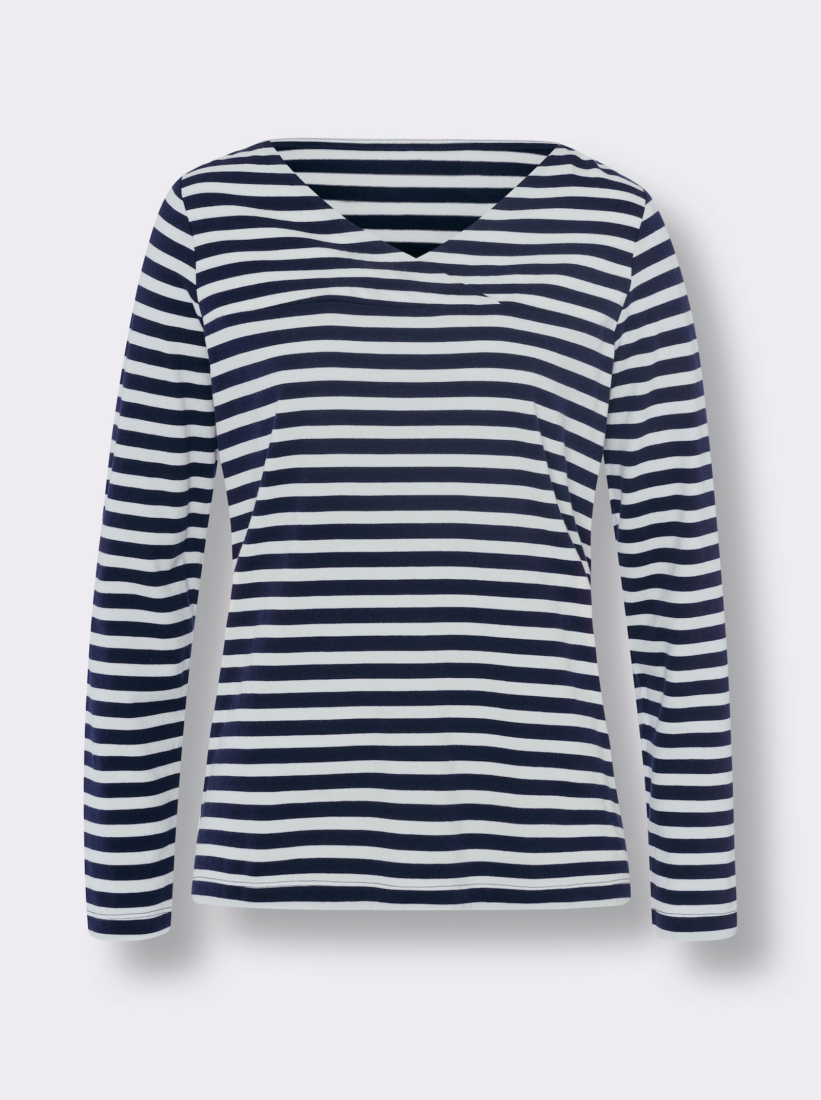 heine Ringelshirt in Baumwoll-Modal-Mix - marine-ecru-gestreift