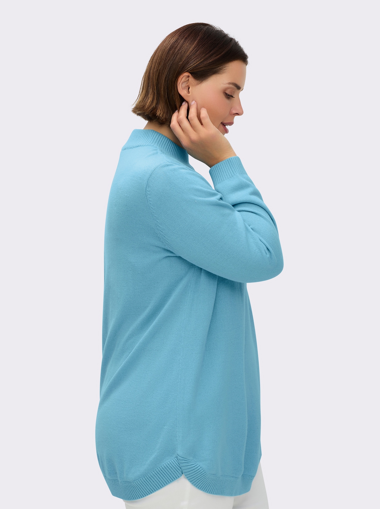 Pullover mit abgerundetem Saum - aqua