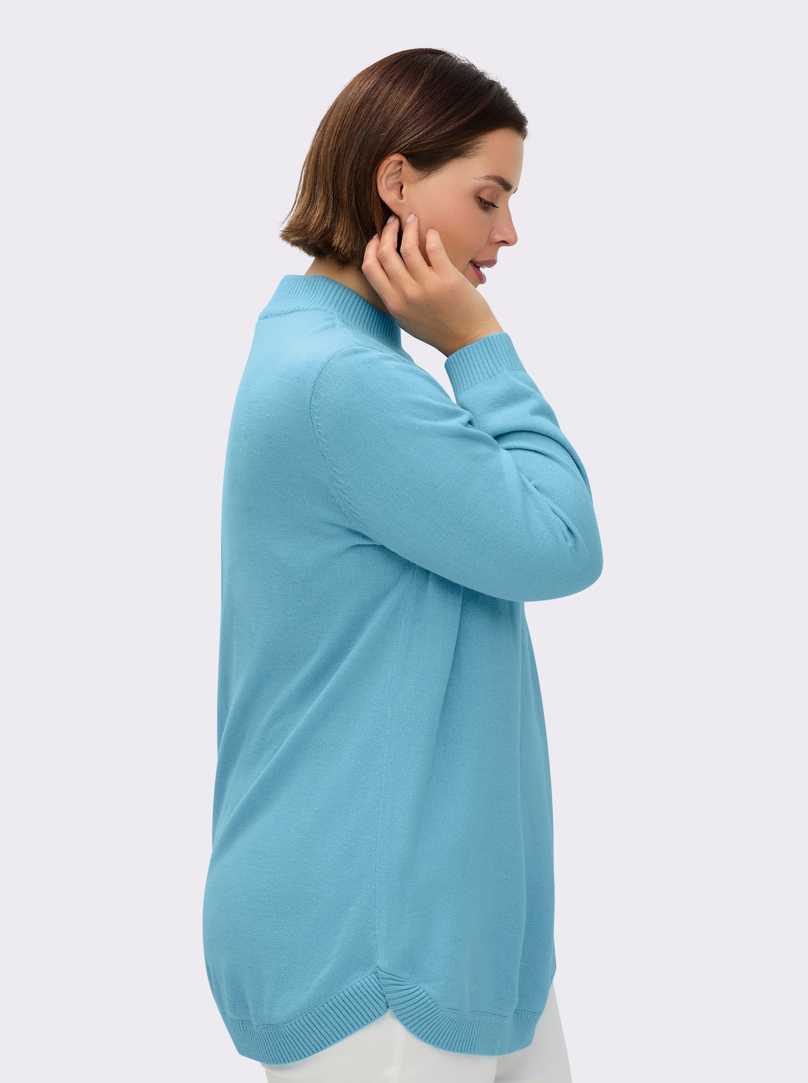 Pullover mit abgerundetem Saum - aqua