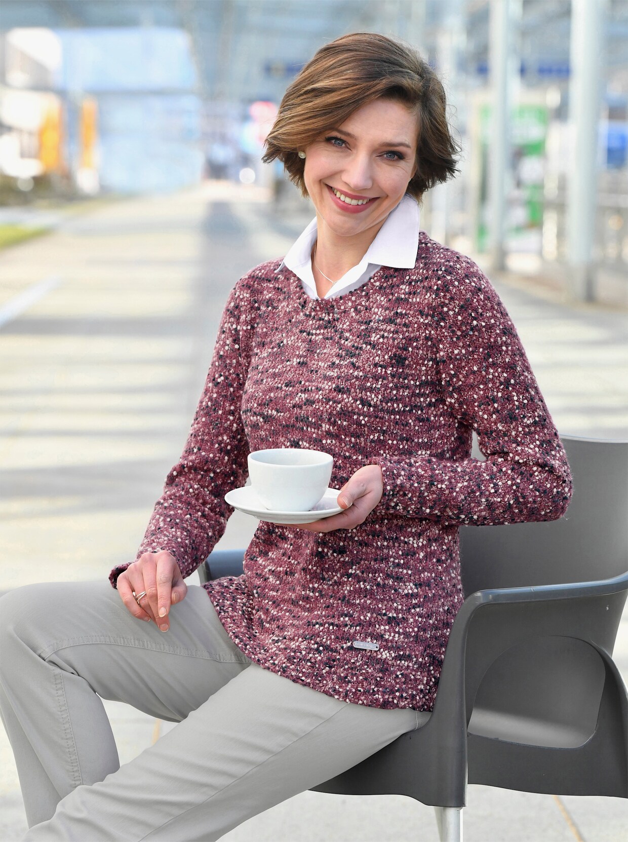 2-in-1-Pullover - beere-meliert