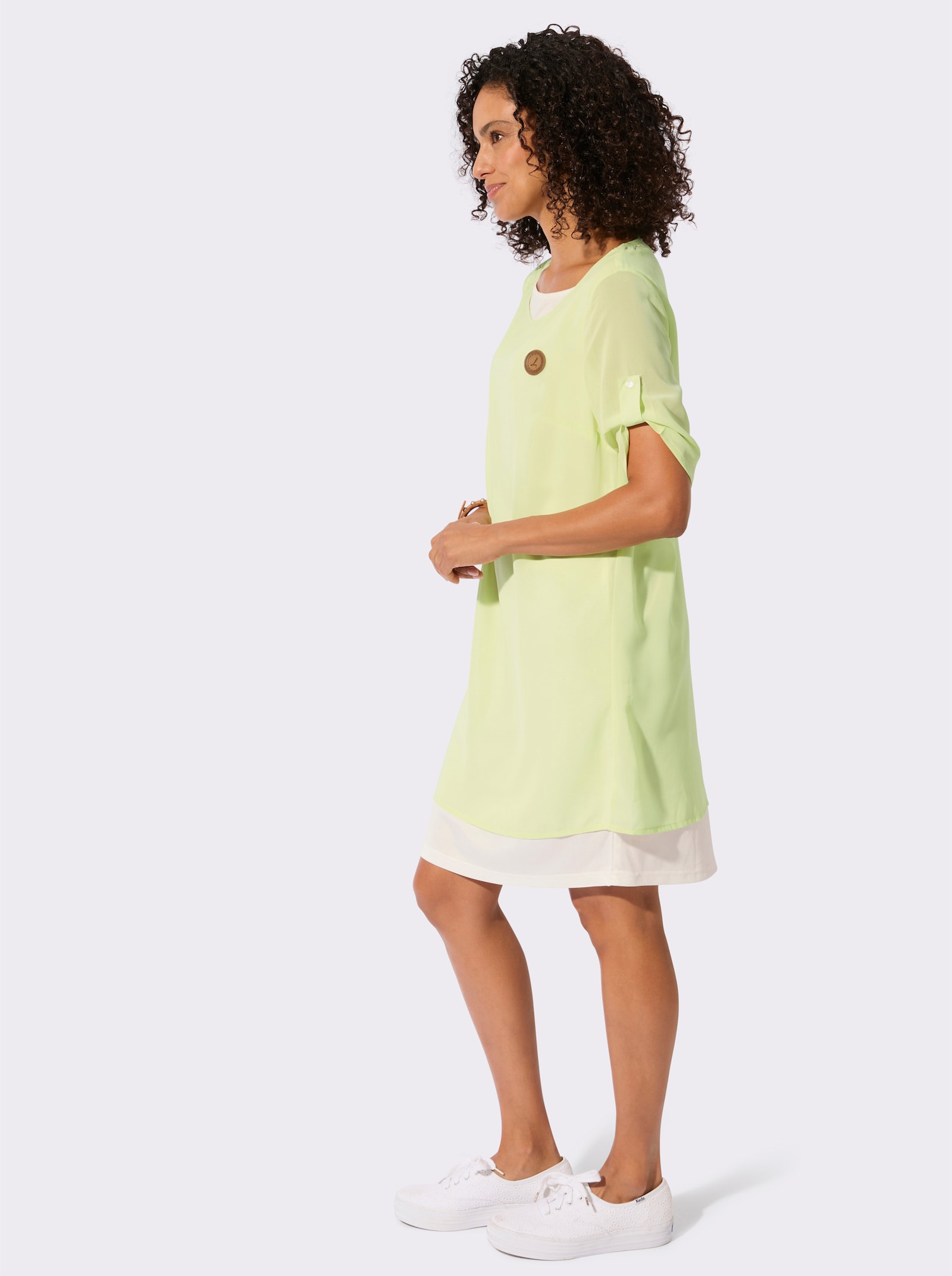 Webkleid in pflegeleichter Qualität - pistazie-ecru