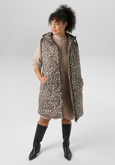 Aniston PLUS Steppweste - schwarz-beige-offwhite-braun