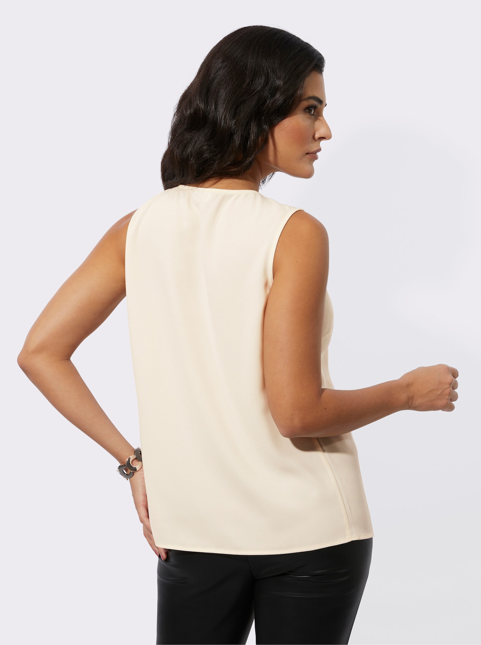 Blusentop mit Blüten-Applikation - champagner