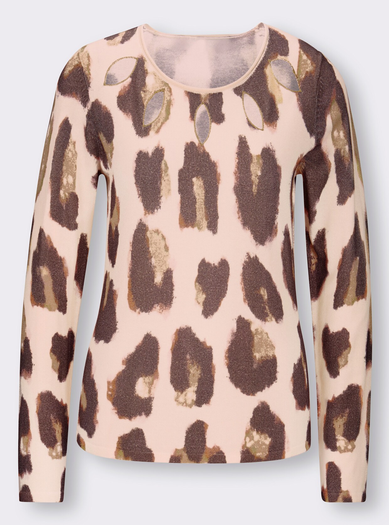heine Pullover met ronde hals - ivoor/choco bedrukt