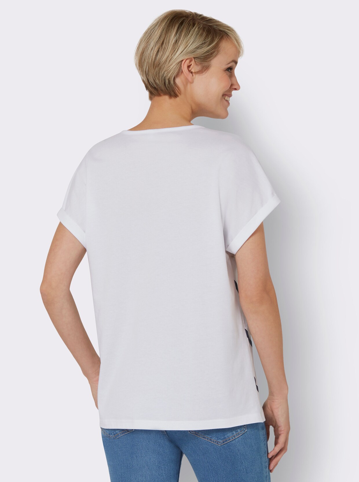 Shirt met korte mouwen - wit/nachtblauw gestreept