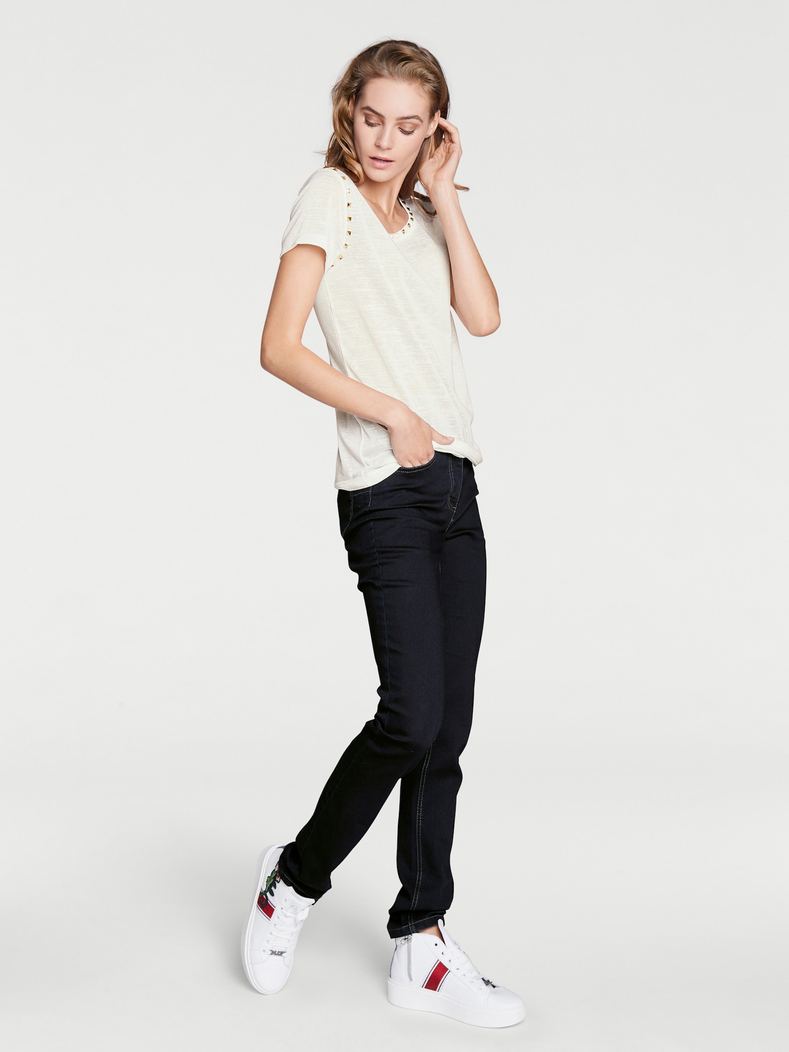 heine Jean skinny effet usé - denim foncé