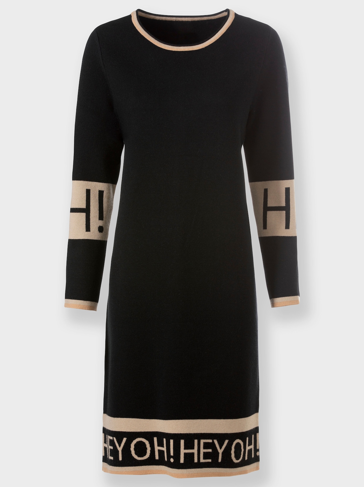 heine Tricot jurk - zwart/beige gedessineerd