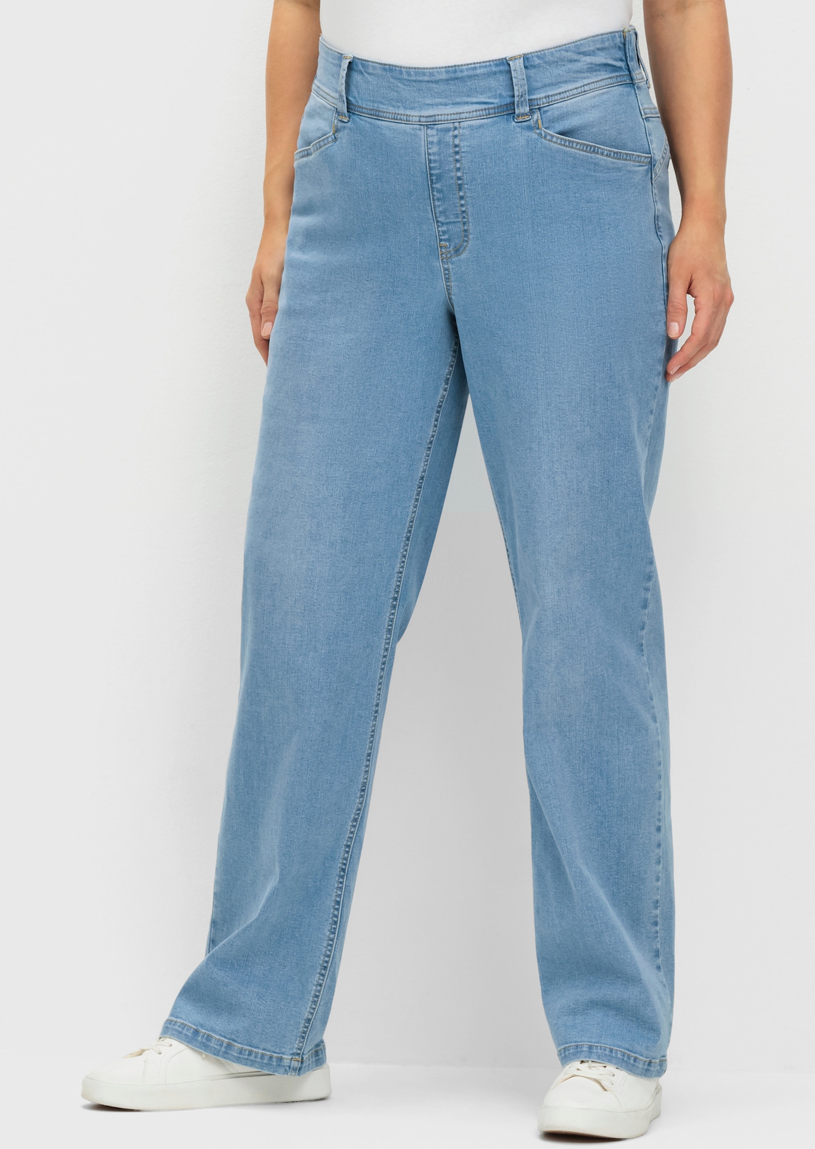sheego Schlupfjeans mit durchgängig weitem Bein - light blue-denim